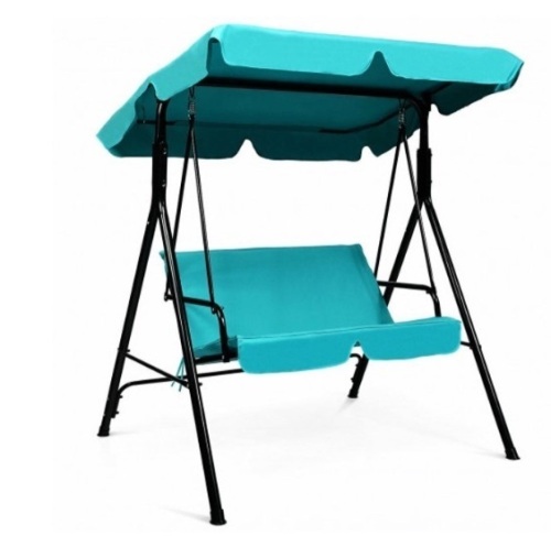 Steel Frame Outdoor Loveseat Patio Canopy Swing With Cushion-Blue, Appears New/Box Damaged - Lot 573