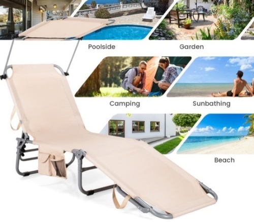 Adjustable Outdoor Recliner Chair with Canopy Shade, Appears New - Lot 758