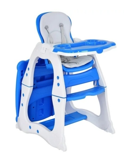 3 in 1 Baby High Chair Convertible Play Table Seat Booster Toddler Feeding Tray, Blue, Appears New - Lot 987