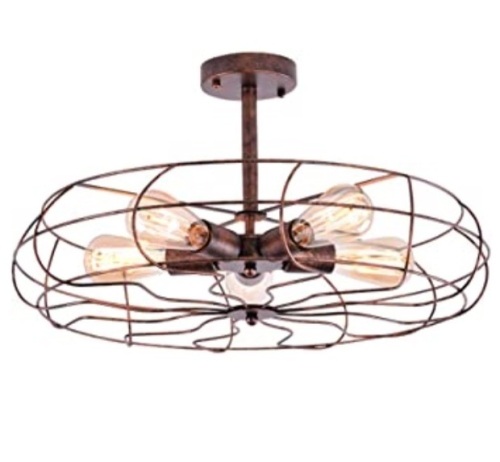 Industrial Vintage Semi Flush Mounted Ceiling Light -LITFAD 21", Appears New - Lot 675