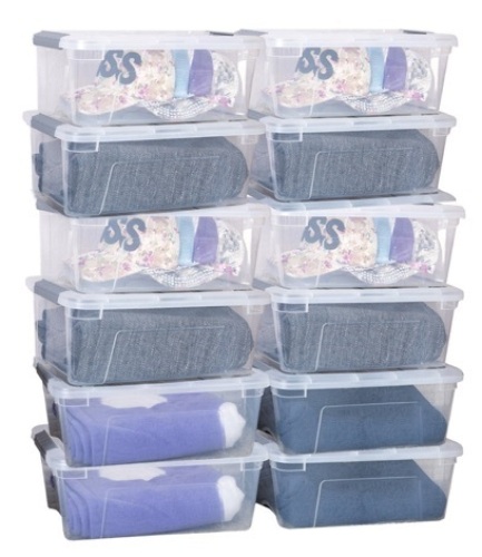 2 Pack Latch Stack Storage Box Tubs Bins Latches Handles, Appears New, Retail $116.65 - Lot 979
