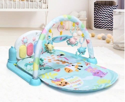 3 In 1 Fitness Music And Lights Baby Gym Play Mat-Blue, Appears New - Lot 646