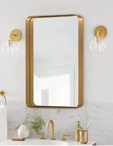 Andy-Star Brass Rectangular Wall Mirror 24x36, ECom Ret - Lot 54