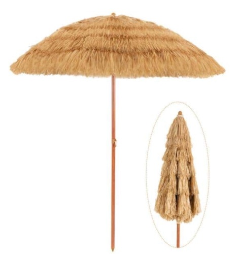 Thatch Tiki Beach Patio Umbrella, May Vary From Stock Photo, Appears New - Lot 117