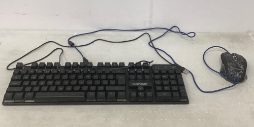 Flagpower Gaming Keyboard & Mouse, Powers Up, E-Comm Return - Lot 203