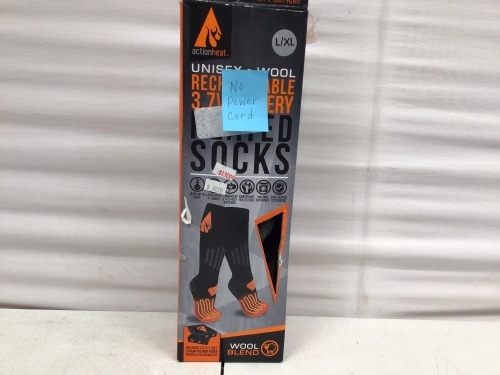 Action Heat Battery Heated Socks, L/XL, Untested, No Power Cord, E-Comm Return - Lot 309