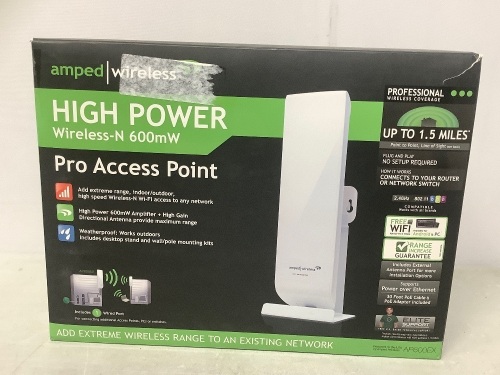 Amped Wireless High Power Pro Access Point, Untested, Appears New - Lot 333
