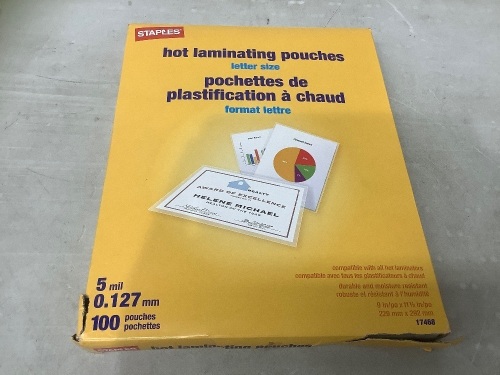Staples Hot Laminating Pouches, E-Comm Return - Lot 372