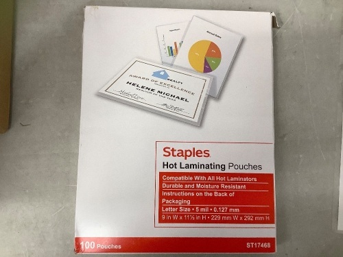Staples Hot Laminating Pouches, Lot of Aprox 100, ECom Return - Lot 393