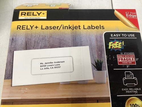 Rely Laser/Inkjet Labels, Appears new - Lot 463