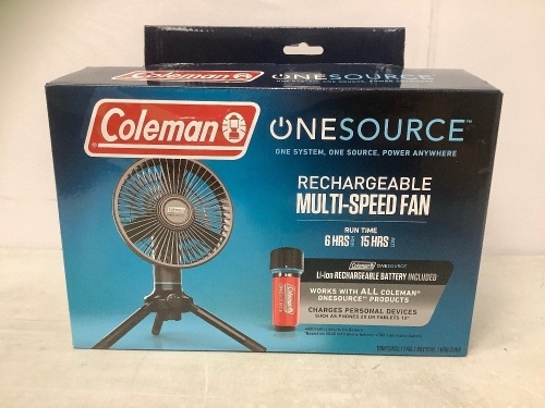 Coleman Rechargeable MultiSpeed Fan, Powers Up, Appears New - Lot 548