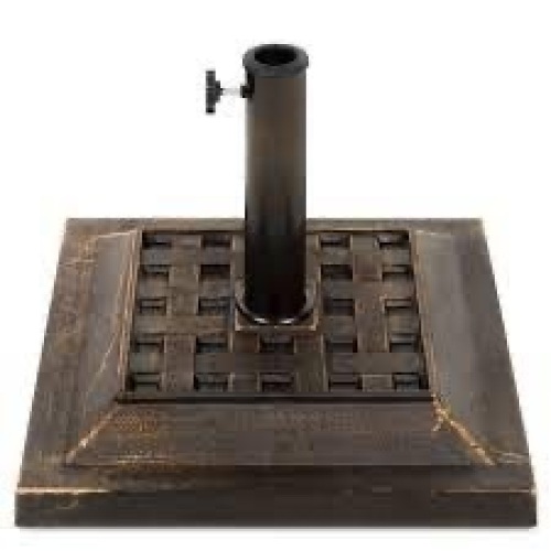26lb Steel Square Patio Umbrella Base Stand, Basketweave Pattern - Lot 1707