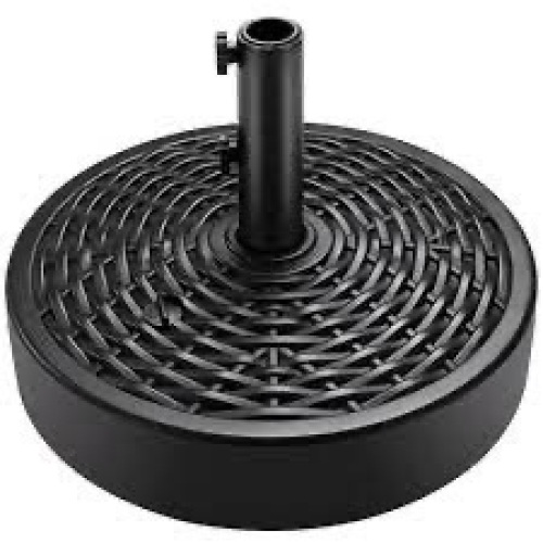 Plastic Faux Wicker Patio Umbrella Base Accessory w/ 2 Adjustment Knobs - Lot 2430