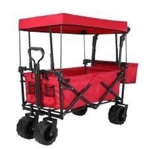 Utility Wagon Cart w/ Folding Design, 2 Cup Holders, Removable Canopy - Lot 2431