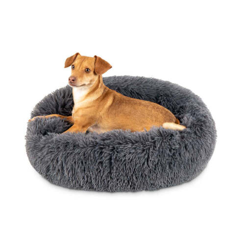 Self-Warming Shag Fur Calming Pet Bed w/ Water-Resistant Lining - Gray - Lot 2451
