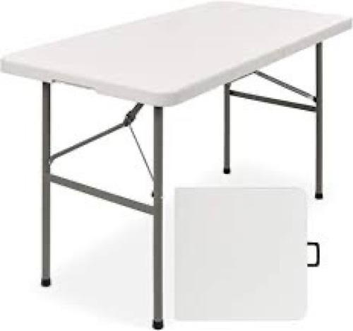 4ft Portable Folding Plastic Dining Table w/ Handle, Lock - Lot 2486