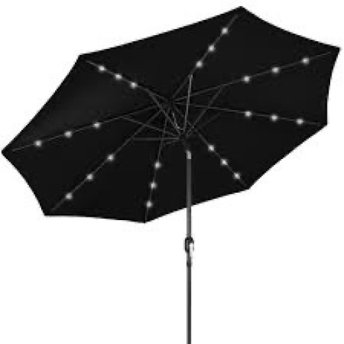 Solar LED Lighted Patio Umbrella w/ Tilt Adjustment, UV-Resistance - 10ft - Lot 2490