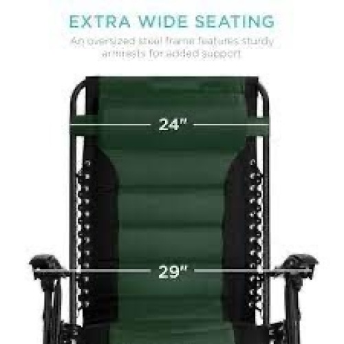 Oversized Padded Zero Gravity Chair, Folding Recliner w/ Headrest, Side Tray - Lot 2505