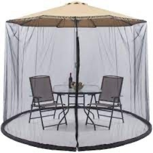 Adjustable Bug Net Accessory for Patio Umbrella w/ Zippered Door - 9ft - Lot 2527