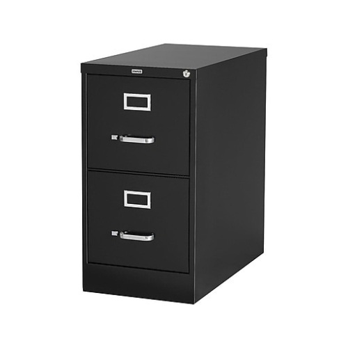 2-Drawer Vertical File Cabinet, Locking, Letter, Black, 26.5" - Lot 2554