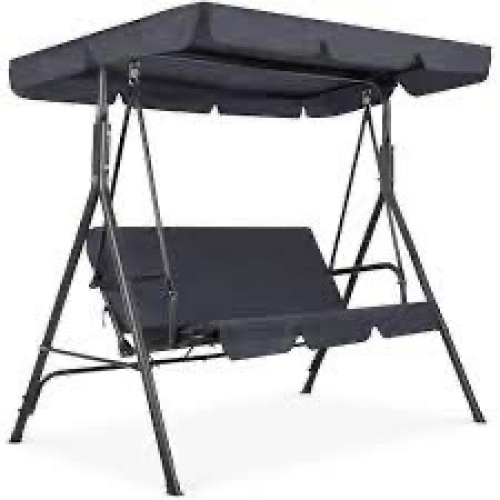 2-Person Metal Patio Swing with Gray Cushion - Lot 2566