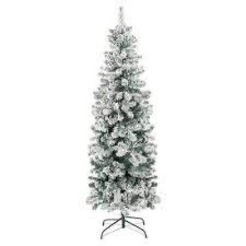 Snow Flocked Artificial Pencil Christmas Tree w/ Stand - Lot 2587