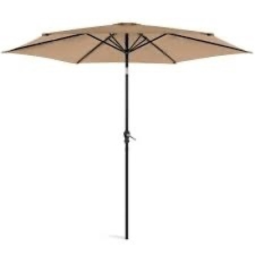 Outdoor Steel Market Patio Umbrella Decoration w/ Tilt, Crank Lift - 10ft - Lot 2589