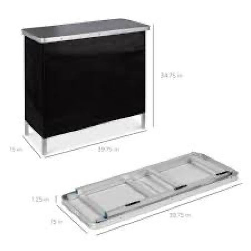 Portable Pop-Up Bar Table w/ Carrying Case, Removable Skirt - Lot 2599