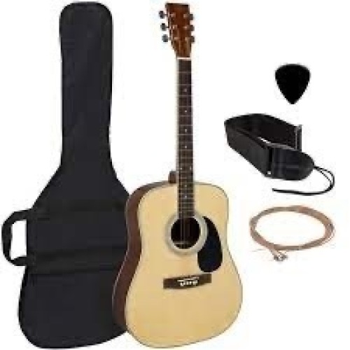 41in Acoustic Guitar Starter Kit w/ Digital Tuner, Padded Case, Picks, Strap - Lot 2601