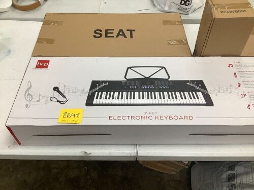 61-Key Electric Keyboard With Seat and Stand - Lot 2642
