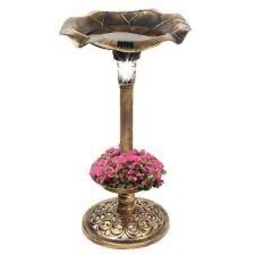 Solar Lighted Bird Bath w/ Planter - Lot 2645