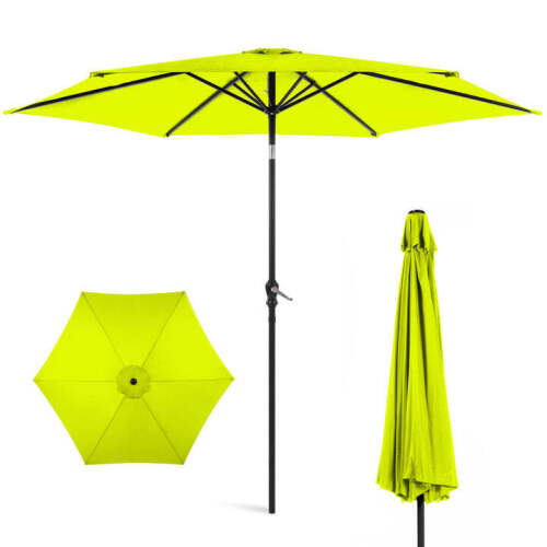 Outdoor Steel Market Patio Umbrella Decoration w/ Tilt, Crank Lift - 10ft - Lot 2747