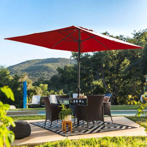 Rectangular Patio Umbrella w/ Easy Crank, UV-Resistant Fabric - 8x11ft - Lot 2764