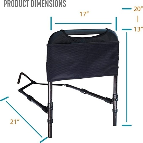 Able Life Bedside, Safety Handle, Senior, Bed Rail and Adjustable, Height Assist Bar with, Organizer Pouch Like New, Retail - $49.99 - Lot 36