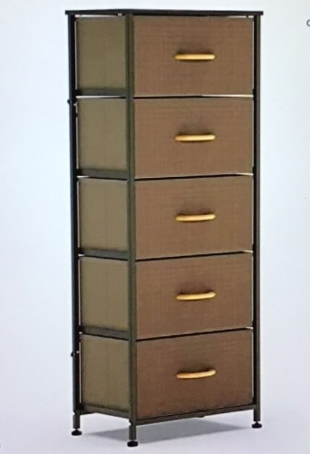 WAYTRIM Vertical Dresser Storage Tower with 5 Drawers,Fabric Organizer Dresser Tower for Bedroom, Hallway,Entryway, Closets - Brown, Like New Retail - $69.99 - Lot 45