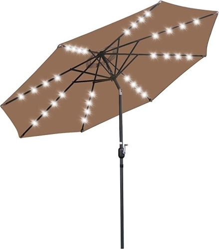 SUPER DEAL Patio Umbrella Solar 32 LED Lighted Outdoor Aluminum Market Umbrella w/Tilt System Fade-Resistant for Patio, Garden, Backyard, Deck, Poolside, and More, Like New, Retail - $63.89 - Lot 58