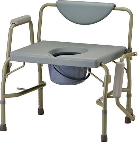 NOVA Medical 500 lb. Weight Capacity Heavy Duty BedsideCommode Chair with Drop-Arm (for Easy Transfer), Extra WideSeat & Bariatric Commode Chair, Grey, Like New, retail - $209.95 - Lot 77