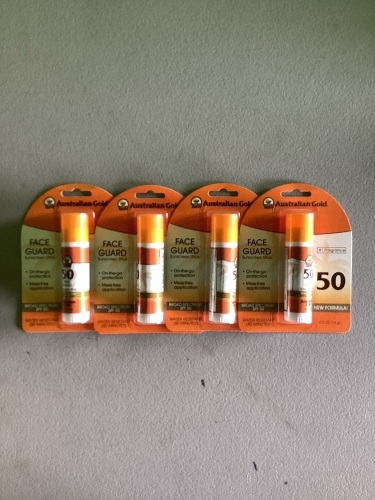 Australian Gold, Face Guard, Broad Spectrum, SPF 50, LOT of 4, New, Retail - $7.99 Each - Lot 106