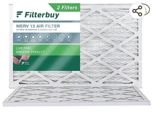 Filterbuy 16x24x1 Air Filter MERV 13 Optimal Defense (2-Pack), Pleated HVAC AC Furnace Air Filters Replacement (Actual Size: 15.38 x 23.38 x 0.75 Inches), Like New, Retail - $32.60 - Lot 114