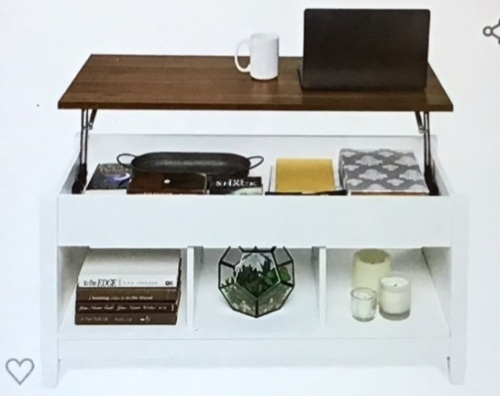 Best Choice Products Lift Top Coffee Table Hidden StorageCoffee Table, Wooden Dining Coffee Table, Accent TableFurniture for Living Room, Display Shelves - White/Brown, Like New, Retail - $129.99 - Lot 138