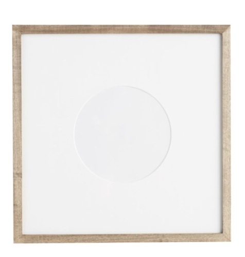 Pottery Barn, Wood Gallery Frame With CircularMat, Small 8" Opening, 18x18", Graywash, Like New, Retail - $99 - Lot 158