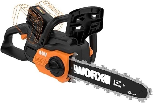 Worx 40V 12" Cordless Chainsaw Power Share with Auto-Tension(Tool Only) - WG381.9, Like New, Retail - $102.62 - Lot 171