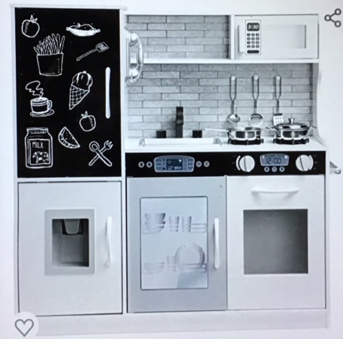 Best Choice Products Pretend Play Kitchen Wooden Toy Setfor Kids with Realistic Design, Telephone, Utensils, Oven,Microwave, Sink - White, Like New, Retail - $33.18 - Lot 175