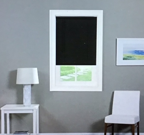 Achim Home Furnishings , Cordless Light Filtering Mini Blind - 29 Inch Length, 64 Inch Height, 1" Slat Size - Black - Cordless GIl MorningstarHorizontal Windows Blinds for Interior by chi Home Decor, Like New, retail - $27.30 - Lot 179