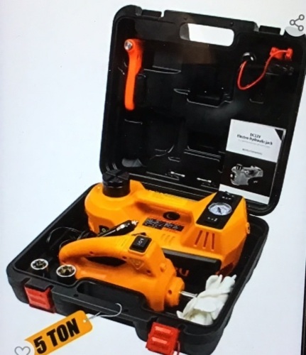 BEETRO 5 Ton Electric Hydraulic Jack, 4 in 1 Electric Car Jackwith Electric Wrench and Tire Inflator Pump, 12V Floor JackElectric Jack for Car SUV MPV Sedan, Lifting Range 6 to 17.7", New, Retail - $159.99 - Lot 180