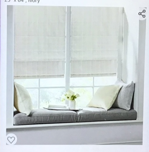 Madison Park Galen Cordless Roman Shades - Fabric PrivacySingle Panel Darkening, Energy Efficient, Thermal InsulatedWindow Blind Treatment, for Bedroom, Living Room Decor,23" x 64", Ivory, Like New, Retail - $53.99 - Lot 183