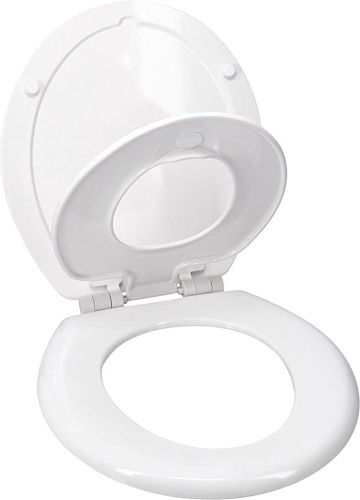 Ginsey Home Solutions Ginsey Adult & Child Wood Plastic PottyRing & EZ-Off Hinges Round Toilet Seat,Like New Retail - $34 - Lot 198