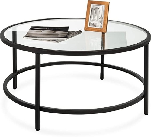 Best choice Products, 36", Modern Round, Tempered Glass Accent Side Coffee table, Like New, retail - $109.99 - Lot 222