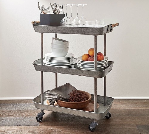 Pottery Barn, Rainier Galvanized Storage Cart, Like New, Retail - $129 - Lot 246