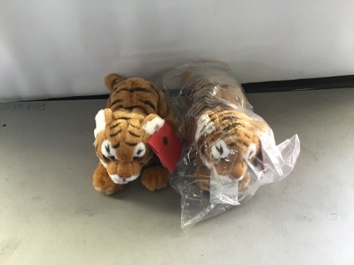 F.A.O Schwarz, Tiger Dolls, LOT of 2, New, Retail - $32 Each - Lot 254